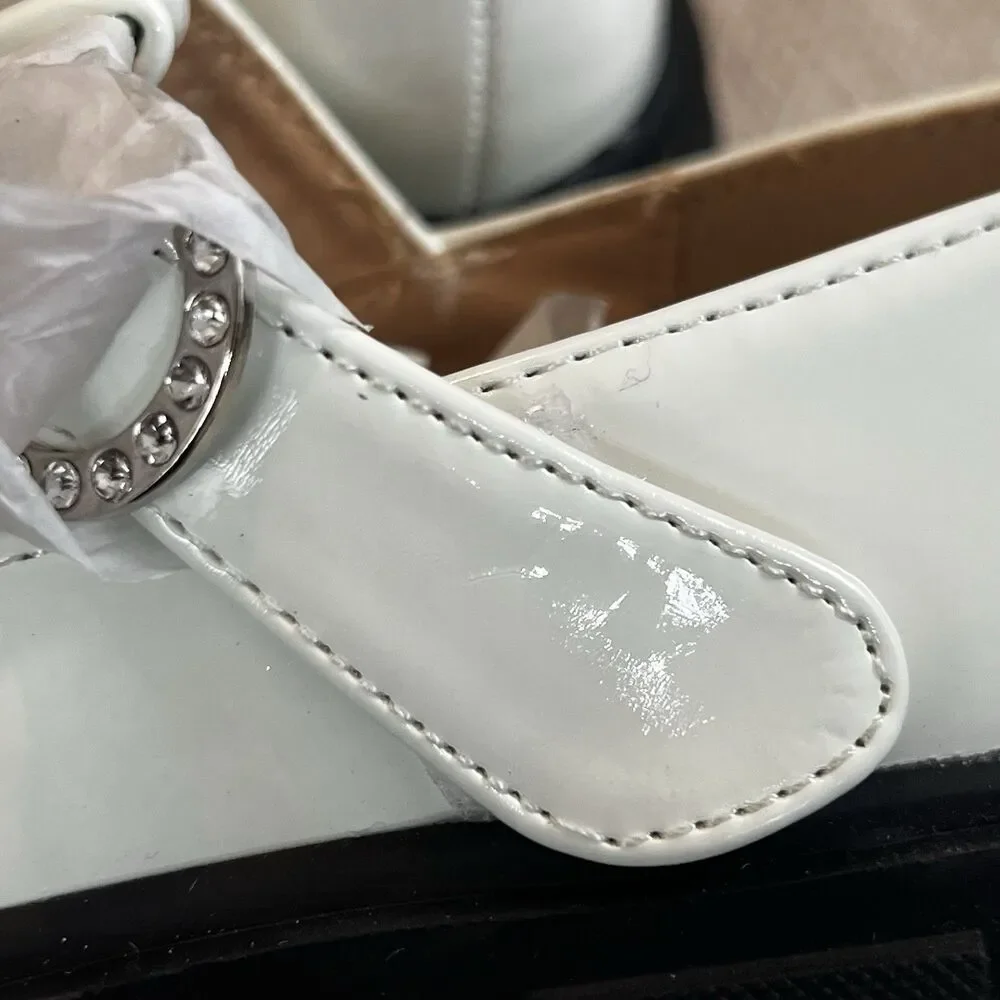 Nicole Miller White Mary Jane Chunky Lug sole coquette y2k tstrap academia sz 12